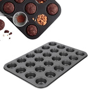 Piatto per muffin da 24 cup - Piatto a cucchiaio per cupcakes - Stagno in acciaio carbonio - Rond - Per uso domestico - Ideale per dessert - Piatto per cupcakes