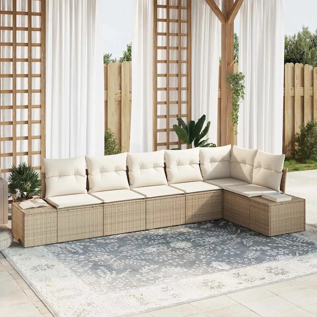 Set Divano da Giardino 6 pcs Beige e Crema polyrattan 3347081