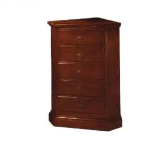 cassettiera ad angolo in legno massiccio arte povera colore noce