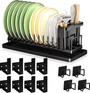 Sistema di supporto per pannelli con 4 contenitori per utensili - supporti per asciugatura - supporti per spugne - organizzatore di cucina - sostegni per piatti e bicchieri - rottura di alluminio inox - efficiente organizzazione della cucina