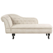 Chaise longue in velluto beige chiaro versione sinistra Con Bottoni stile retrò