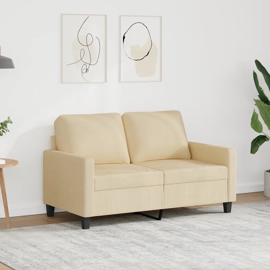 Divano a 2 Posti Crema 120 cm in Tessuto 359157