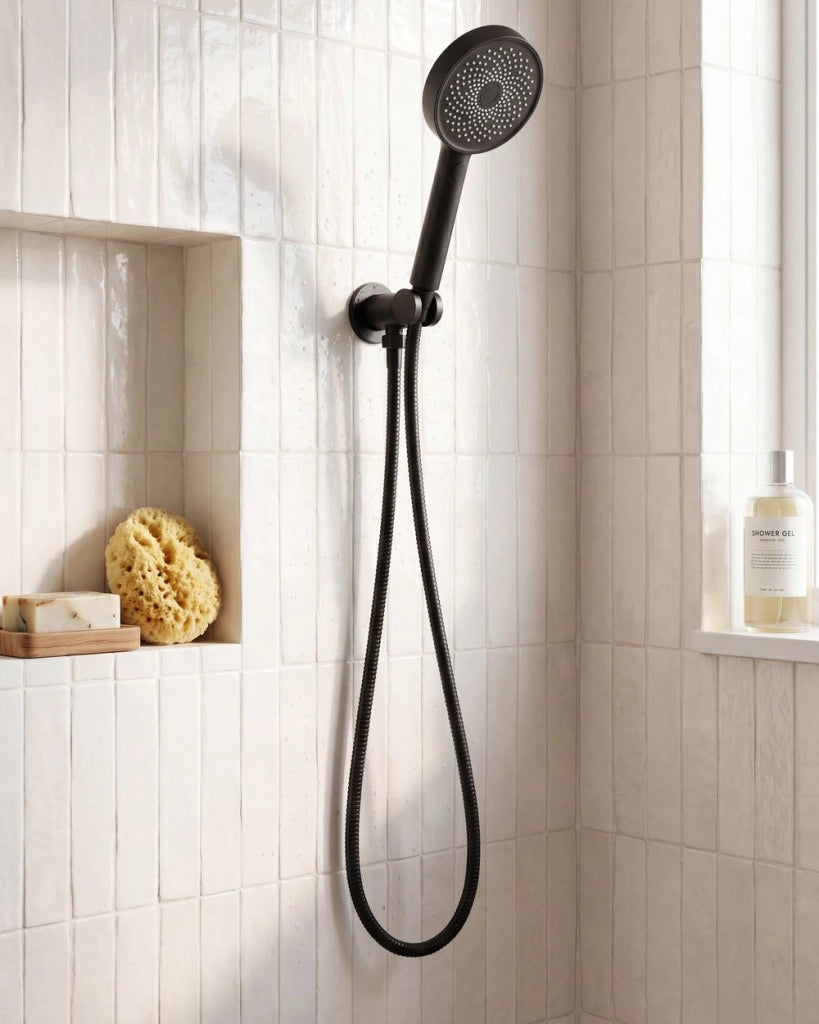 Set doccia con tubo 4 modalità di spruzzo Metallo nero classico moderno
