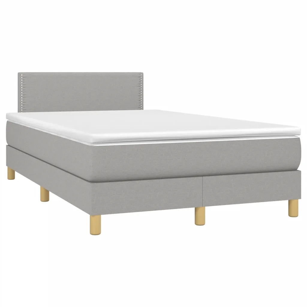 Giroletto a Molle con Materasso Grigio Chiaro 120x190cm Tessuto
