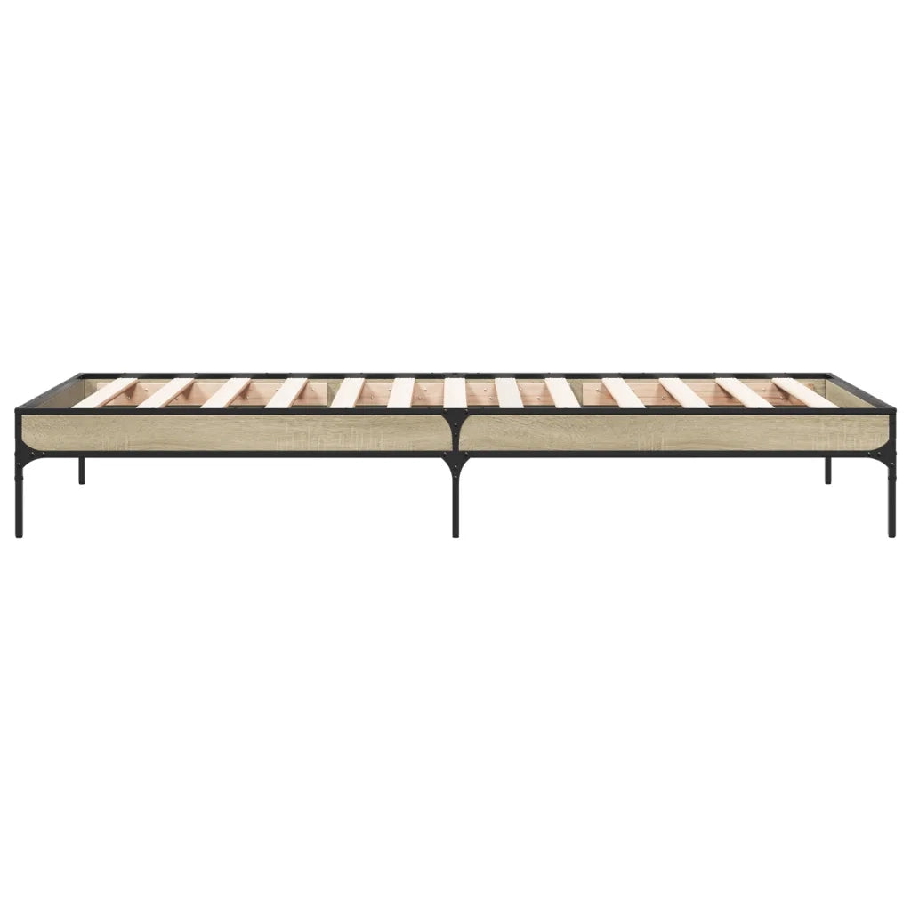 Giroletto-Struttura Letto Rovere Sonoma 100x200 cm Legno Multistrato e Metallo 715467