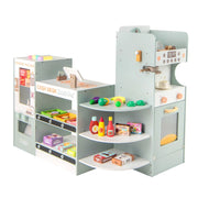 Set di gioco in legno per supermercato 95 x 61 x 83 cm con distributore automatico e cassa nei colori verde e bianco codice 20_0017833.