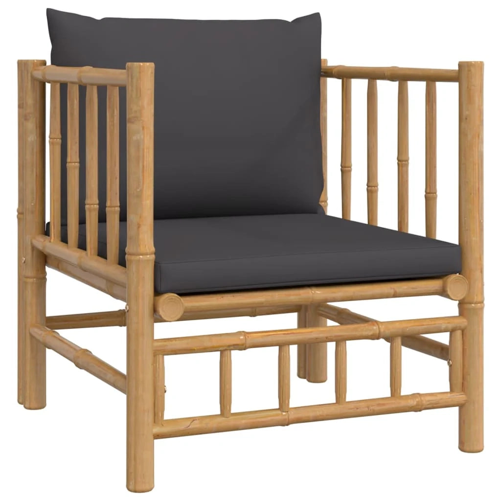 Mobili da giardino mobili da esterno Set di mobili da 12 pezzi con cuscini in bambù grigio scuro 02_0015587