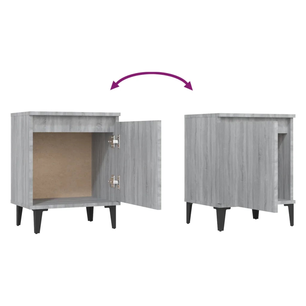 Comodini con Gambe in Metallo Grigio Sonoma 40x30x50 cm 813119