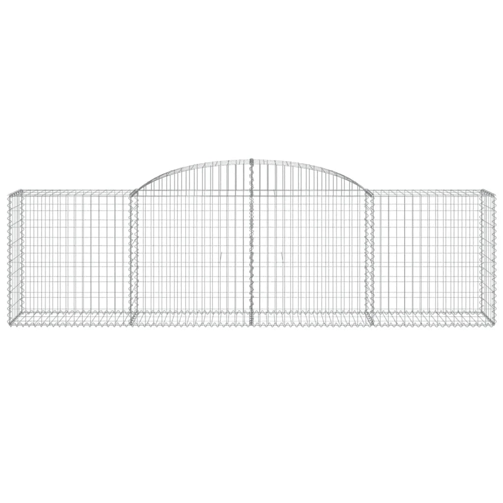Cestini gabbioni recinzione a gabbia muro di contenimento ad arco 17 pezzi 300 x 50 x 80/100 cm ferro zincato argento 02_0040484