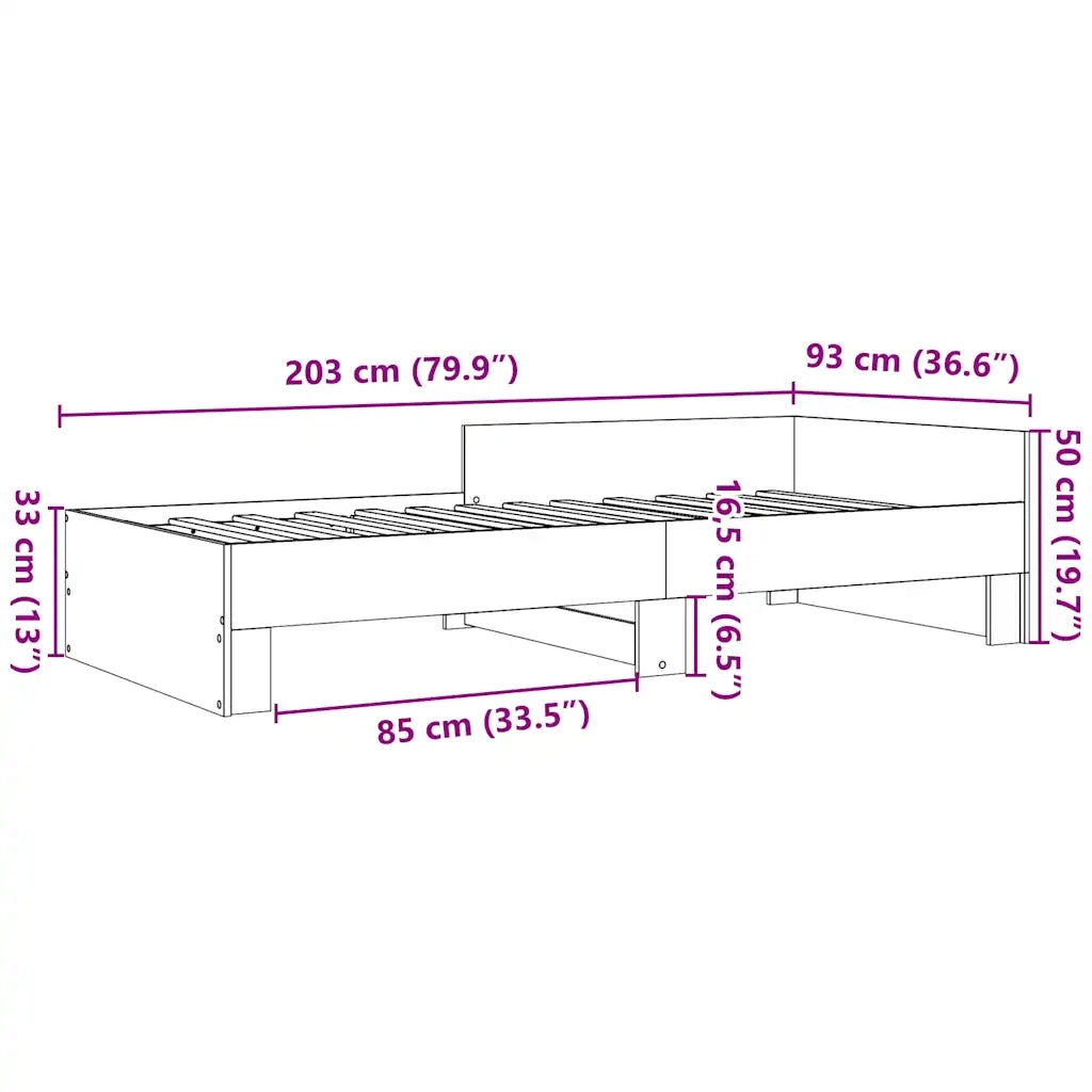vidaXL Giroletto Bianco 90x200 cm in Legno Multistrato