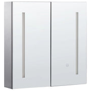 Armadietto da bagno con 2 Ante e specchio con luci LED 60 x 60 cm Armadio pensile stile moderno classico