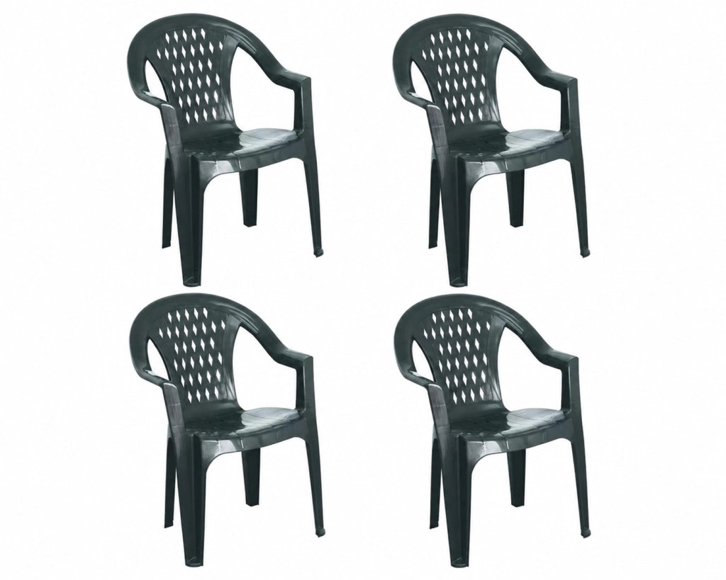 Tressi Set 4 Poltrone Polipropilene 57 x 61,5 x 79 cm con Braccioli Impilabili Antracite