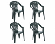 Tressi Set 4 Poltrone Polipropilene 57 x 61,5 x 79 cm con Braccioli Impilabili Antracite