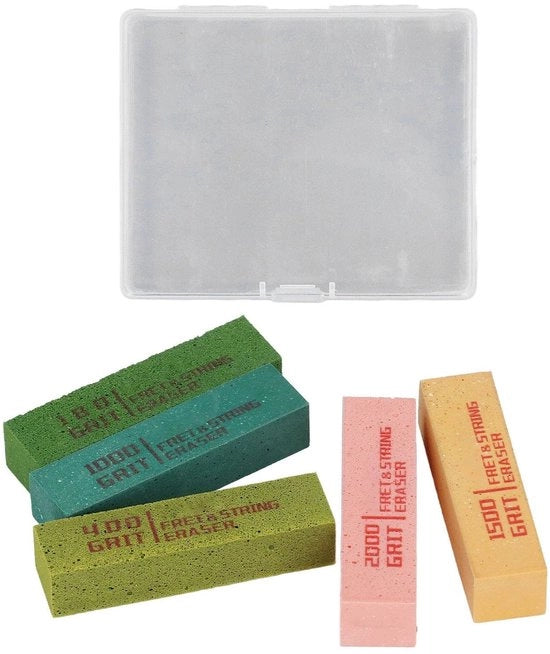 Set di Politure Professionali per Chitarra/Basso/Ukulele - 5 Unità - Rubbers Naturale - Sostituto Diamantato - Per Polire le Corde