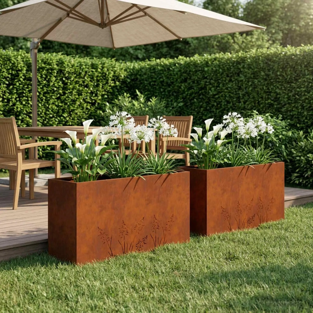 Vaso da giardino 2 pz Ruggine 100 x 30 x 49 cm Acciaio Corten 8005875