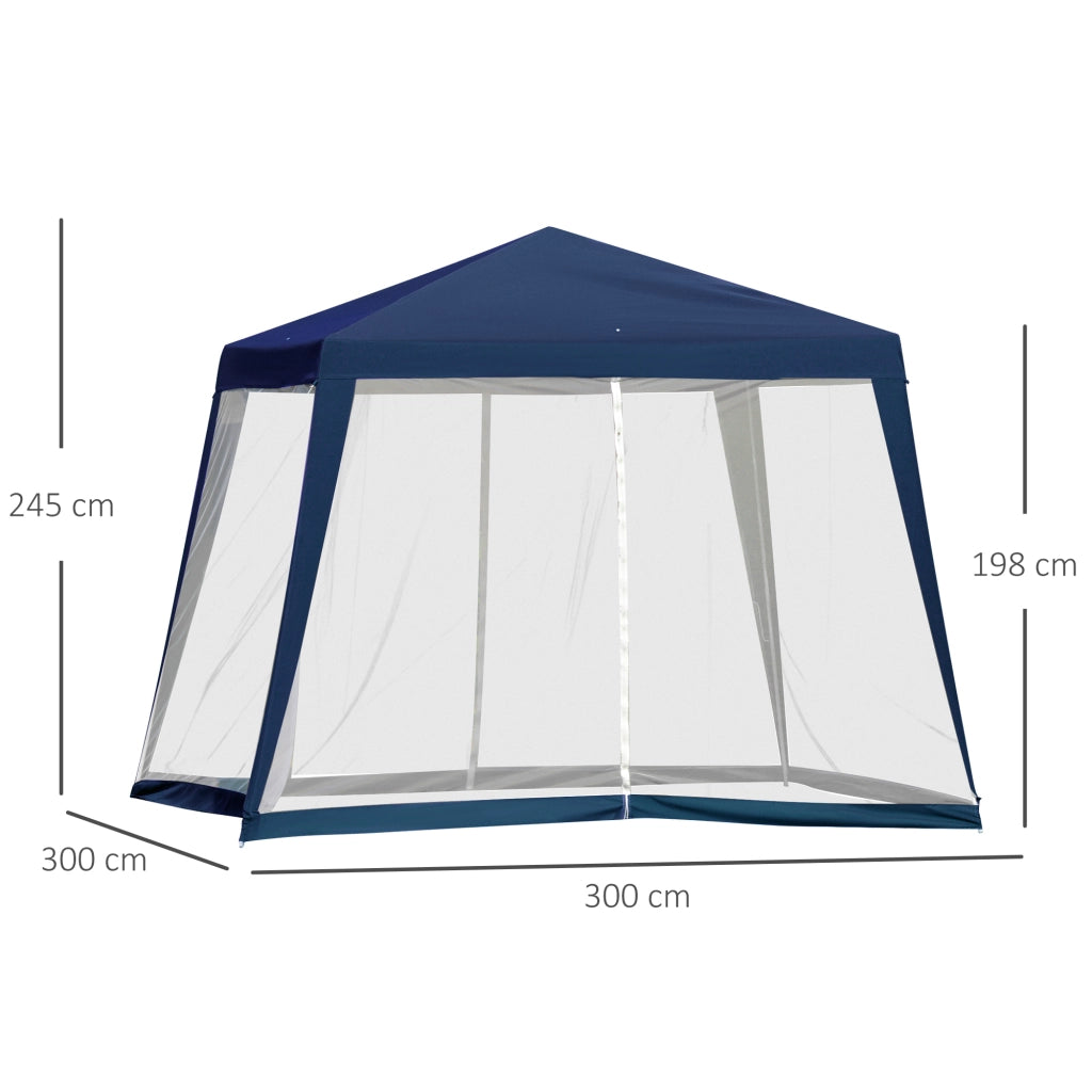 Gazebo da giardino ¨C zephmum ¨C blu metallo poliestere 3x3 m