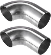 Doppio Silenziatore Curvo 90° - 2 Pezzi - 51mm Diametro Esterno - Acciaio Inox 304 - Duraturo - Per Riparazioni DIY - Bocchetta di Scarico