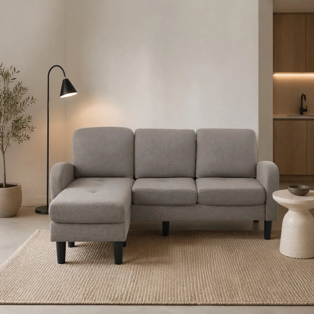 Divano angolare modulare con chaise longue; 166 x 118 x 77 cm; grigio scuro anticato