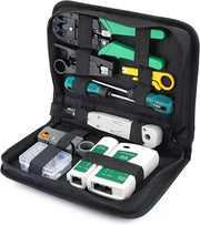 Set di Test di Rete LAN Premium - Inclusa Custodia - RJ45 / RJ12 / RJ11 / CAT5 / CAT5e / Cat6 / UTP / LAN - Tester di Cavi con Attacco di Compressione e Attacco LSA
