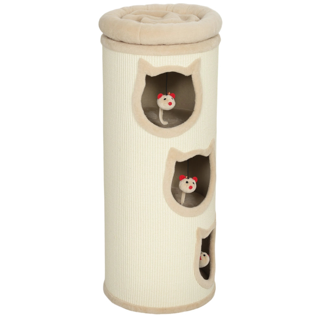 Torre per Gatti con 4 Livelli e Letto Lavabile ¨C Zephmum ¨C Grigio 96 cm