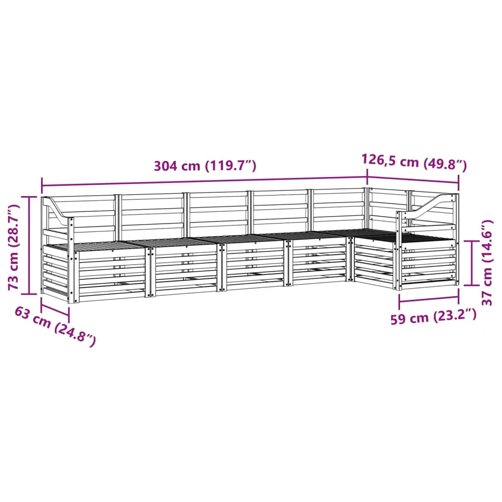 Set di divani da esterno 6 pcs Bianco 304 x 126,5 x 73 cm 3391929