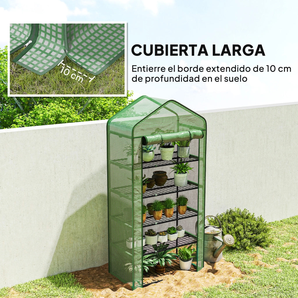 Serra da Giardino 5 Livelli con Porta a Zip Anti-UV ¨C zephmum ¨C Verde 90x49x193 cm