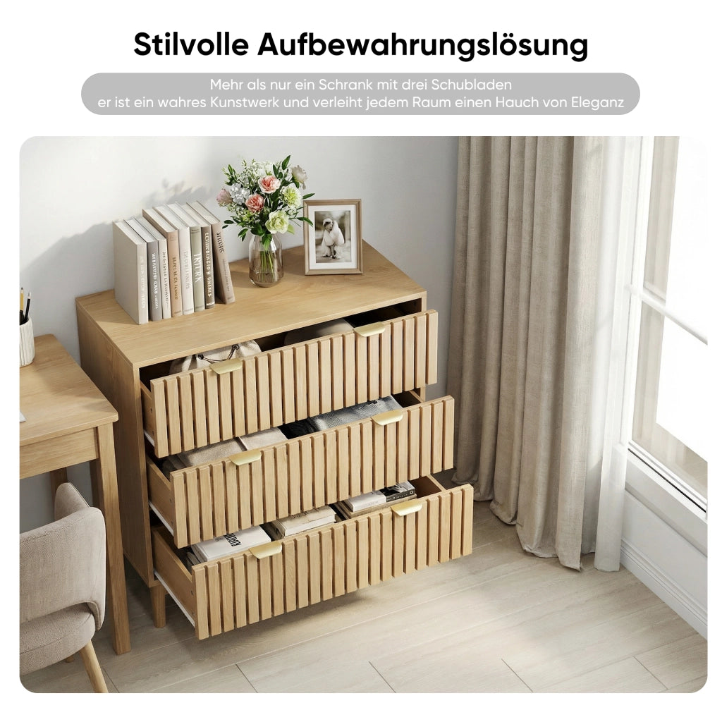 CASSETTIERA 3 Cassetti 80x39x80 cm Rovere Stile medievale