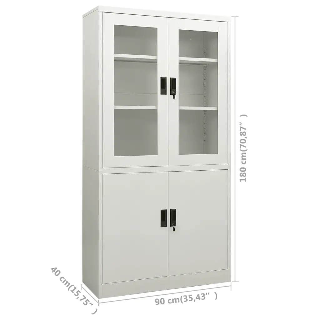 Armadio per Ufficio Grigio Chiaro 90x40x180 cm in Acciaio 335947