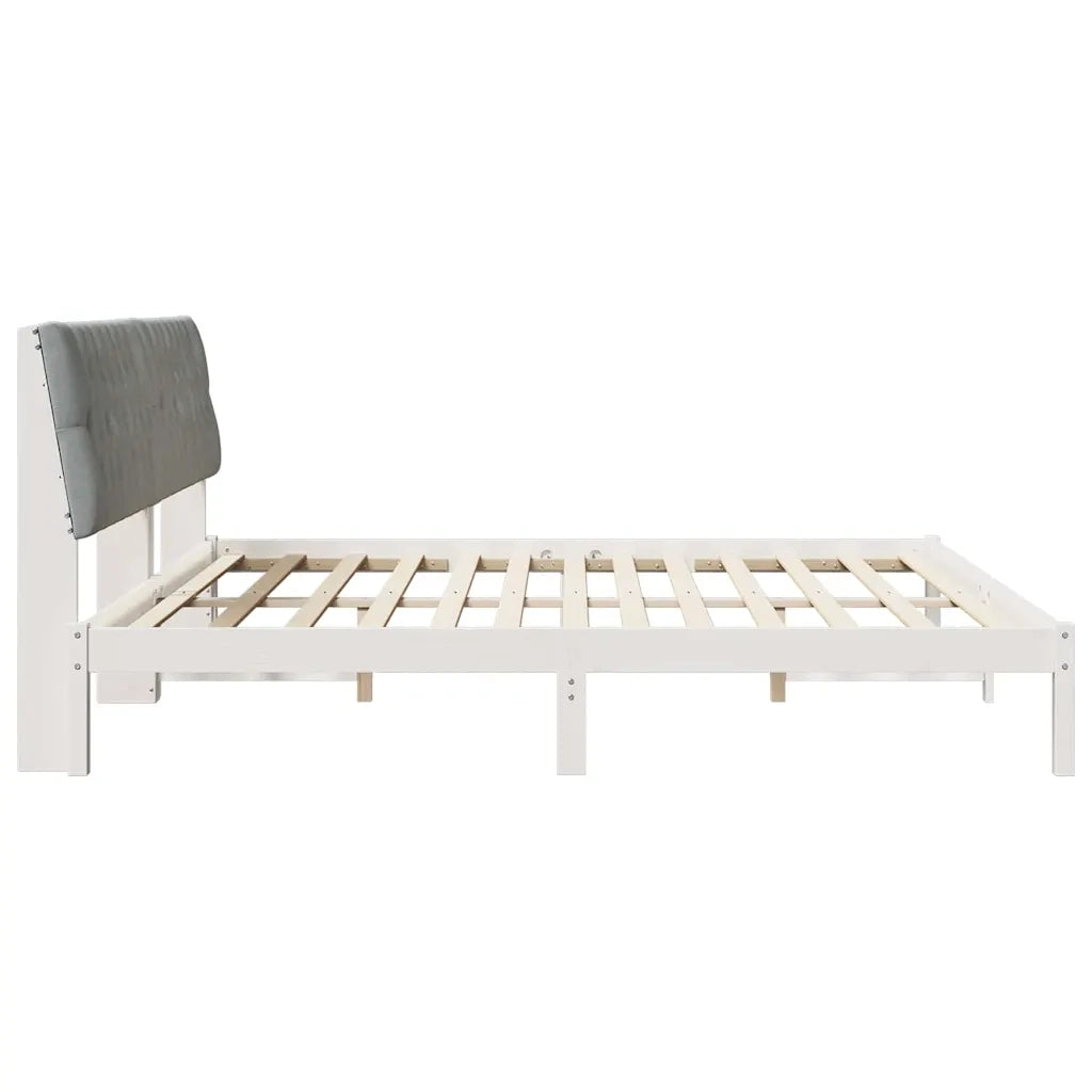 Letto con Testiera Rivestita-Struttura Letto con Testiera Bianco 200 x 200 cm