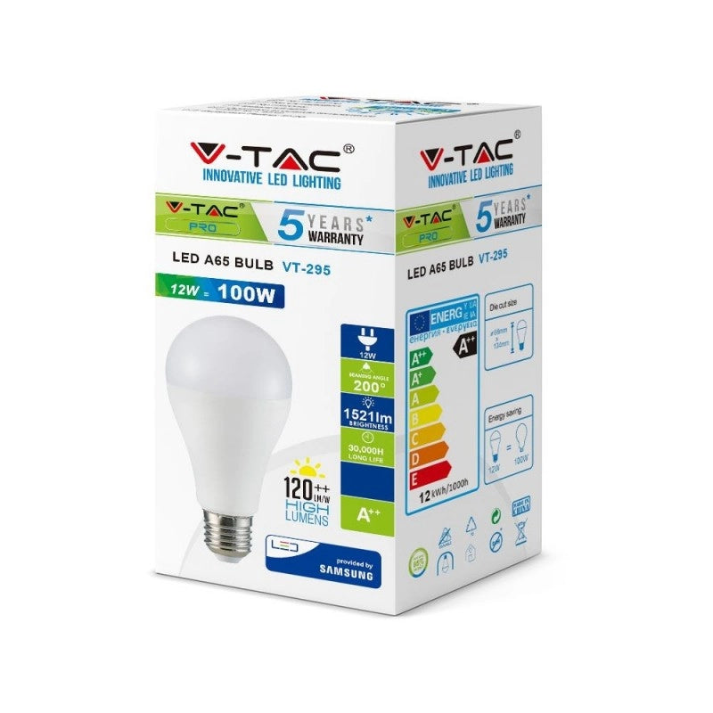 Lampadina Led a Bulbo 12W - Samsung Chip E27 130LM/W A65 Plastica 6400K