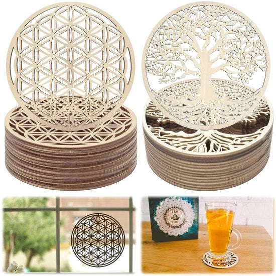 Onderzetters in legno da 20 pezzi 10x10cm per meditazione/casa/decorazione/camera da pranzo