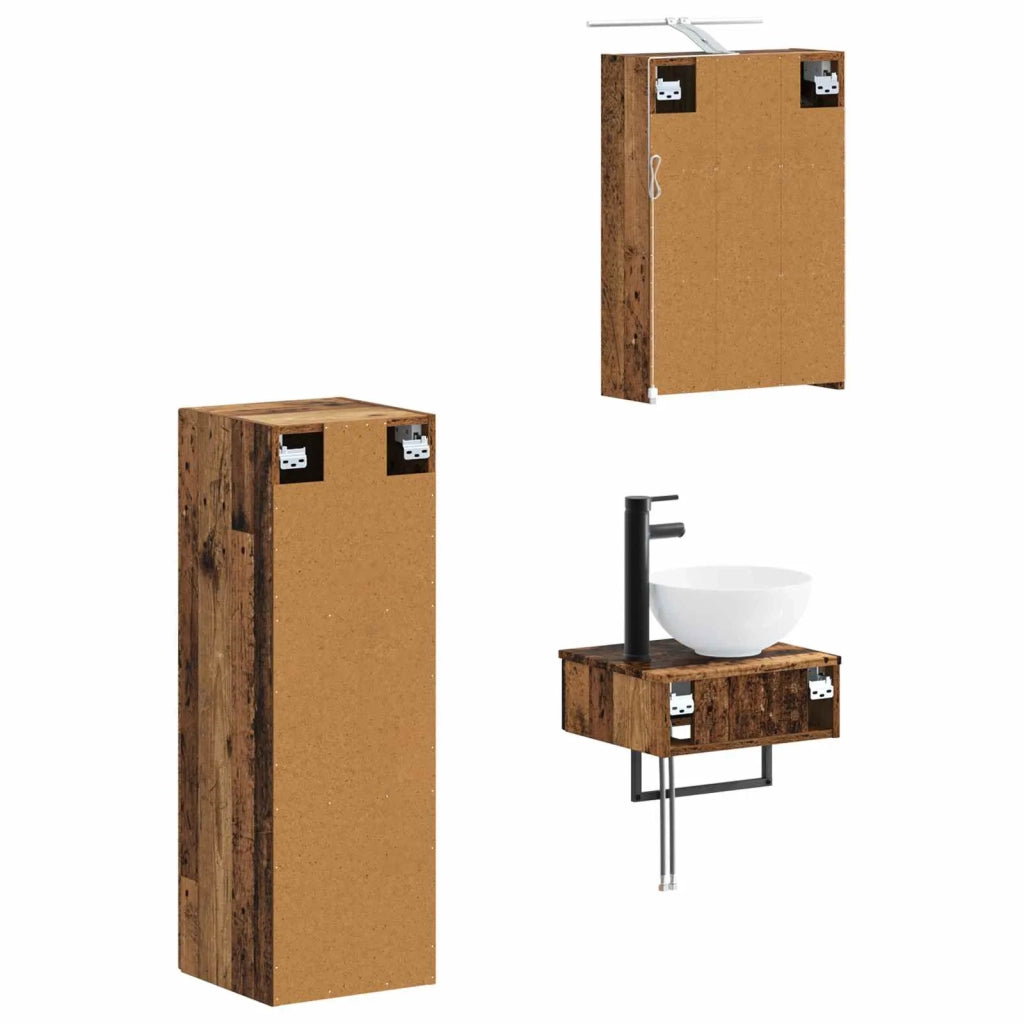 Set di Armadi da Bagno 4 pcs Legno antico 43 x 16 x 62,5 cm 3407373