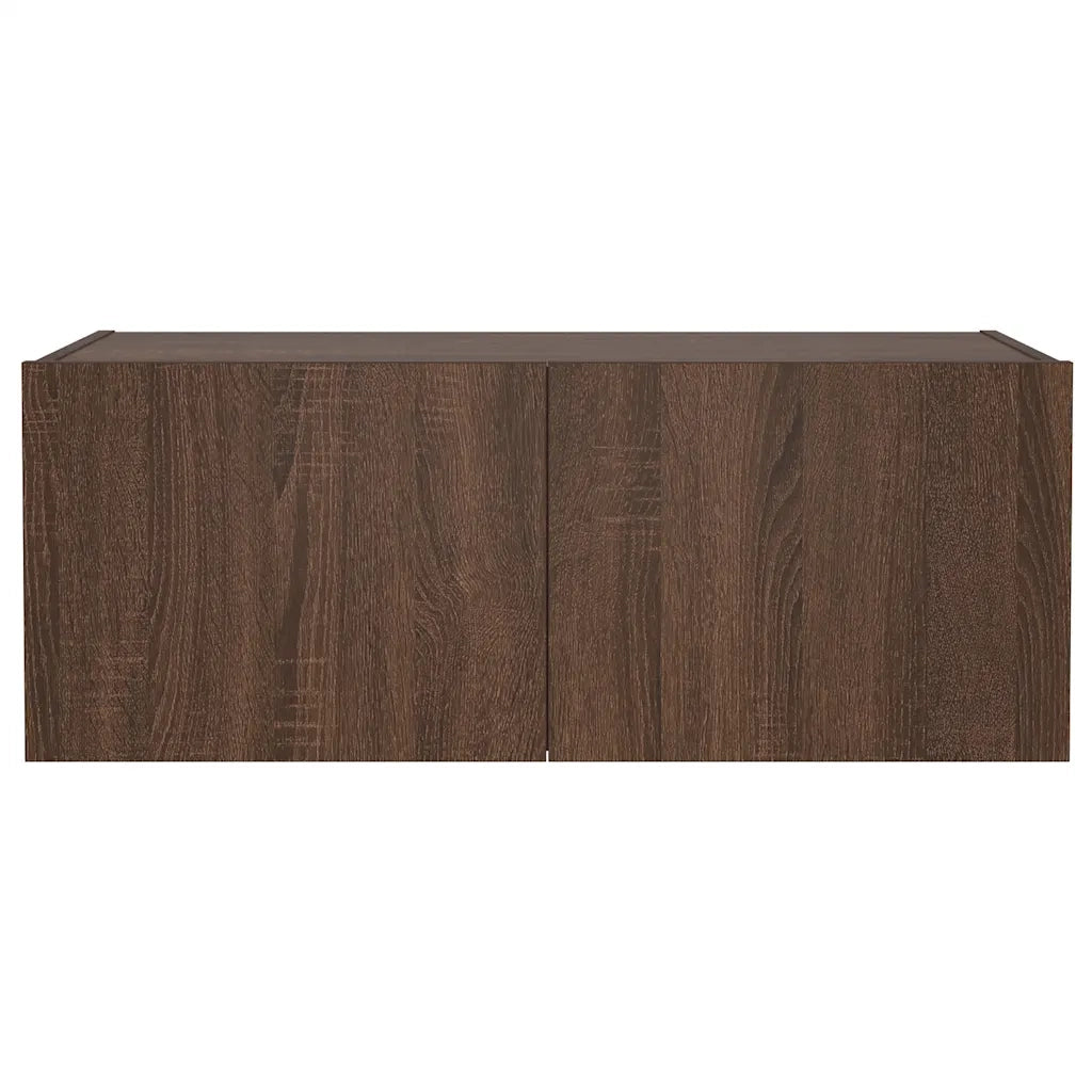 Mobile TV a Parete con Luci LED Rovere Marrone 80x35x31 cm