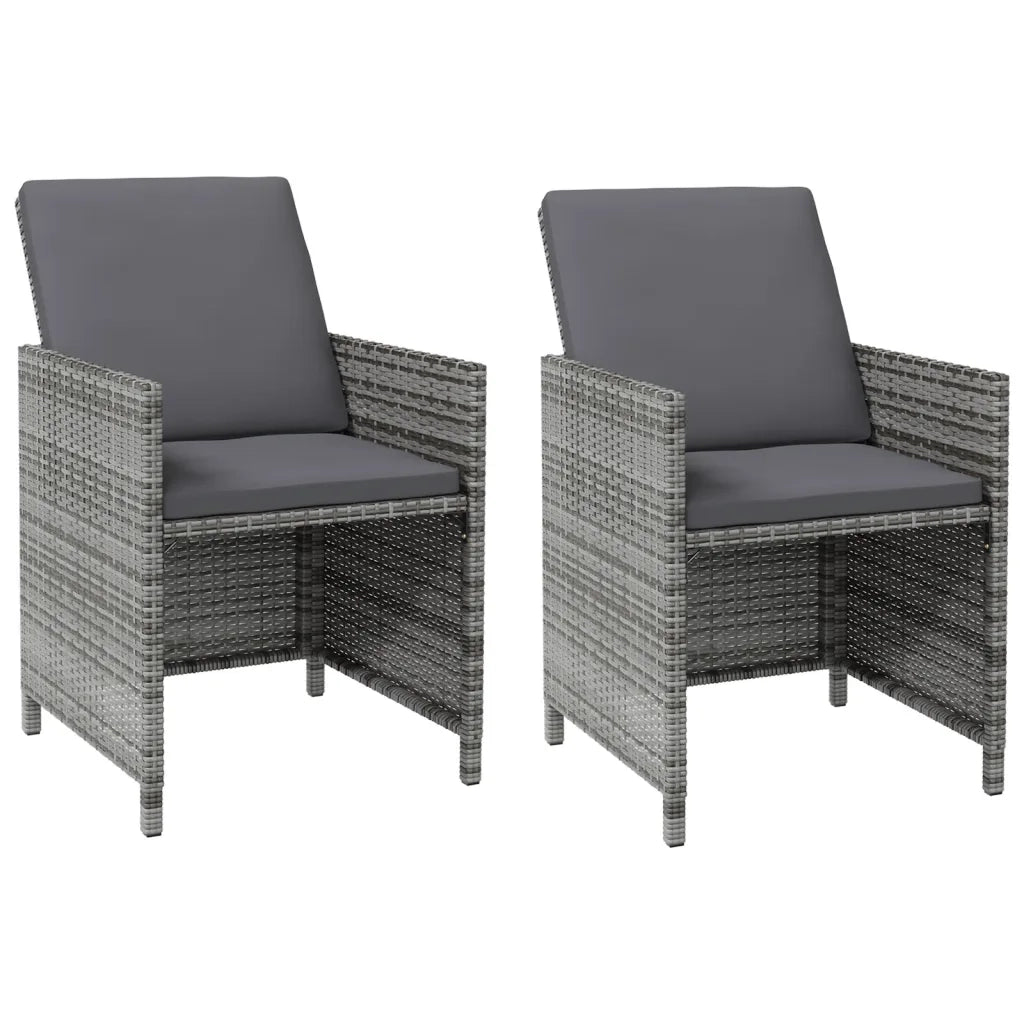 Set Sedie da Giardino con Poggiapiedi 4 pz in Polyrattan Grigio cod mxl 23211
