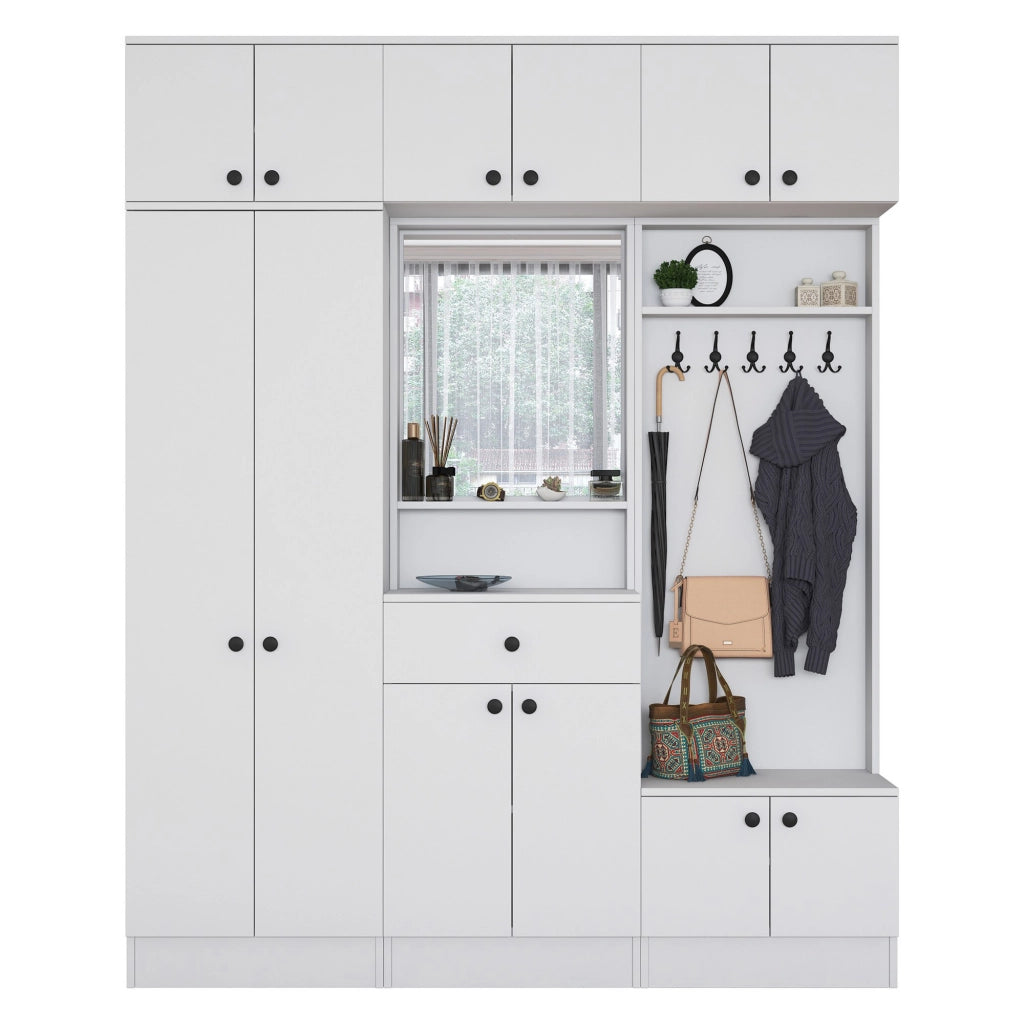 Torpenn, Mobile da Ingresso Specchio Incluso, 180x36x226h cm Bianco