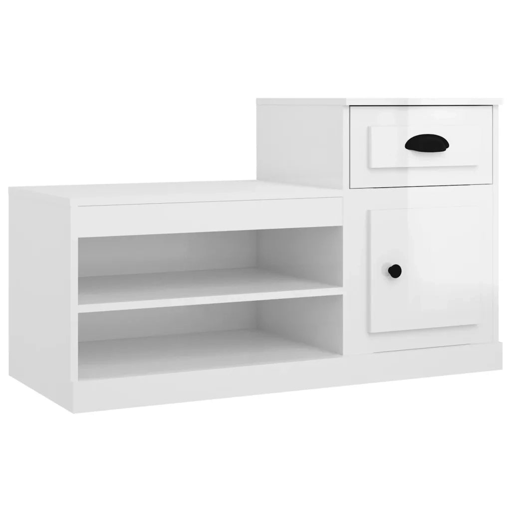 Scarpiera Bianco Lucido 100x42x60 cm in Legno Multistrato 816418