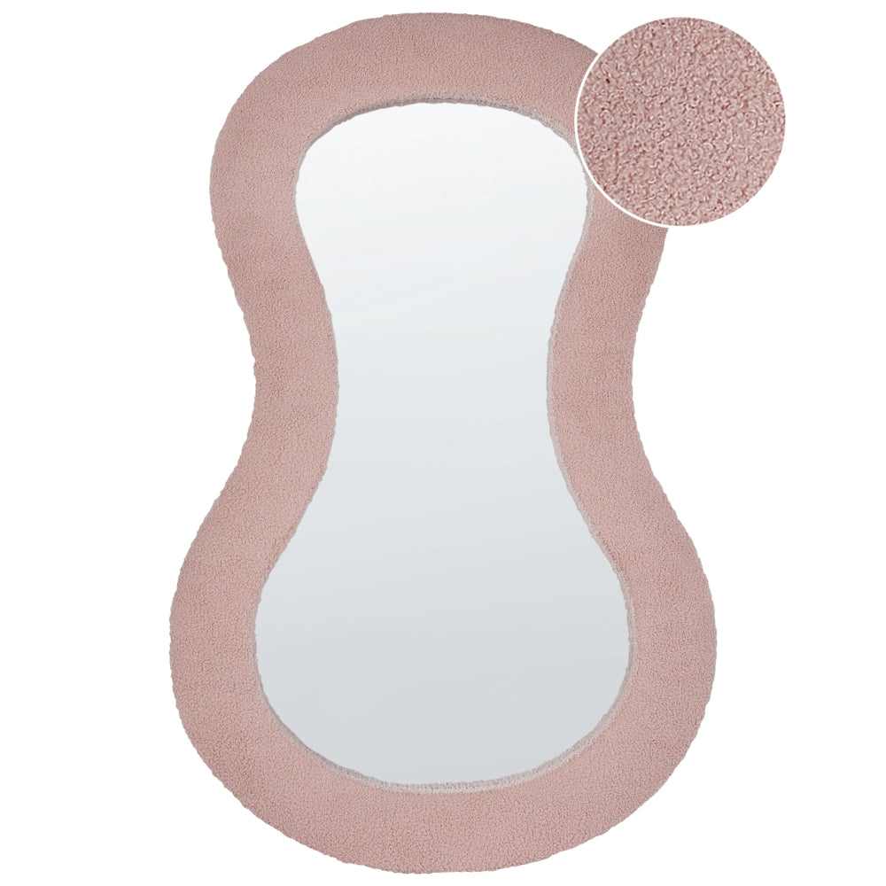 Specchio da parete Rosa MDF Telaio Boucle in vetro 70 x 112 cm Irregolare Decorativo a parete Pezzo d'accento Stile moderno
