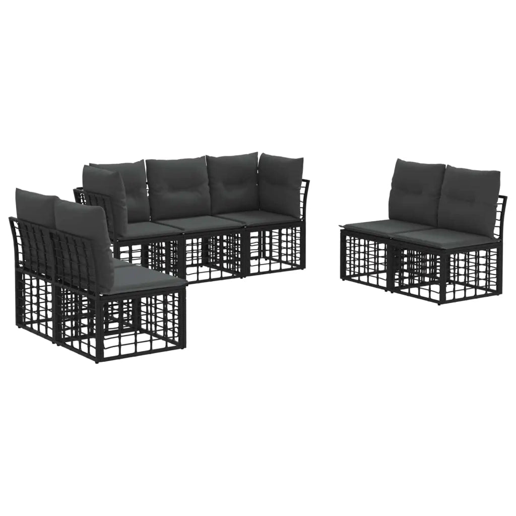 Set di divani da esterno Nero Poliestere