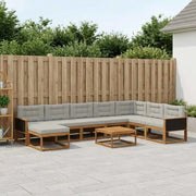 Set di divani da esterno 9 pcs Naturale e Grigio Chiaro