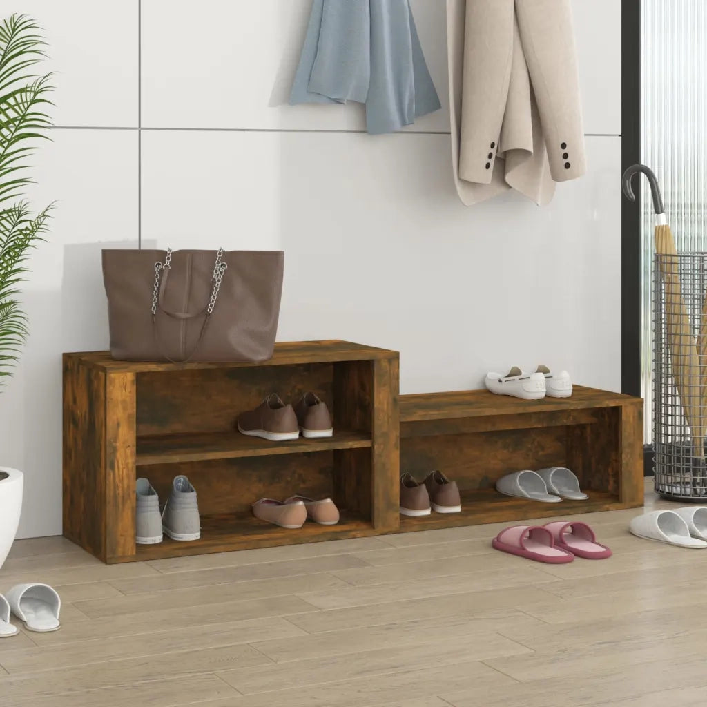 Scarpiera-Scaffale per scarpe Rovere Fumo 150x35x45 cm in Legno Multistrato