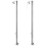 Doccia da Giardino con Base Marrone 220 cm in Acciaio Inox 3070788