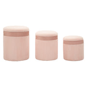 Ghanzi, Pouf Contenitore set da 3, 41x41x50h cm Rosa