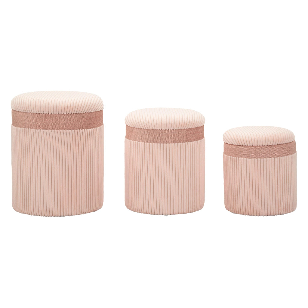 Ghanzi, Pouf Contenitore set da 3, 41x41x50h cm Rosa
