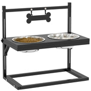 Ciotole Rialzate per Cani e Gatti ¨C Xylo ¨C Acciaio Inossidabile 40,5x22x39cm Nero Argento