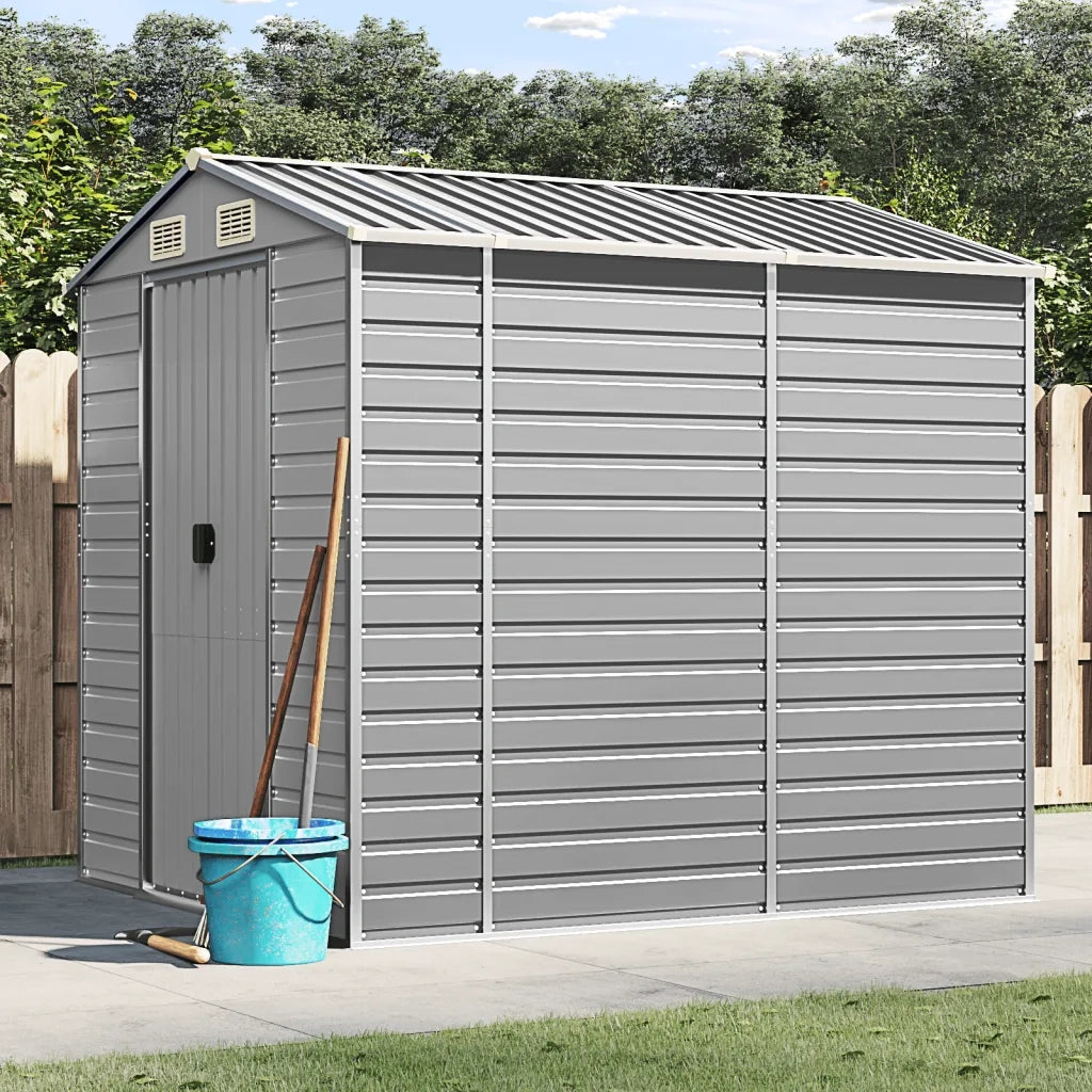 Casetta da giardino grigio chiaro 191x215x198 cm in acciaio zincato 3188243