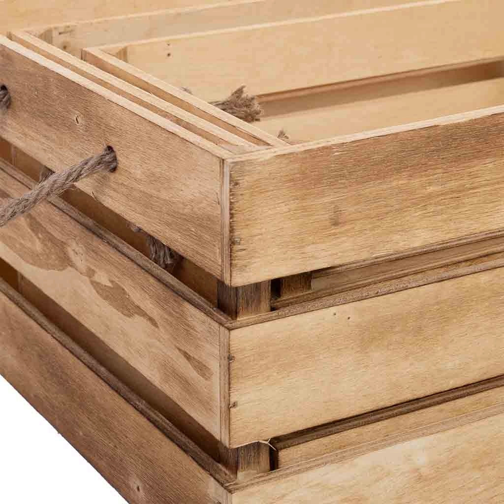 Set cassetti in legno 3 pezzi 40x30x18h-35x25x16h-30x20x14h cm
