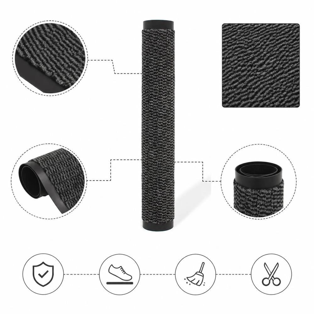 Entrance Doormat Rectangular Tufted Floor Mat, Dust Trapping Entry Rug For Hallway Kitchen Office, 60x90 Cm, Anthracite