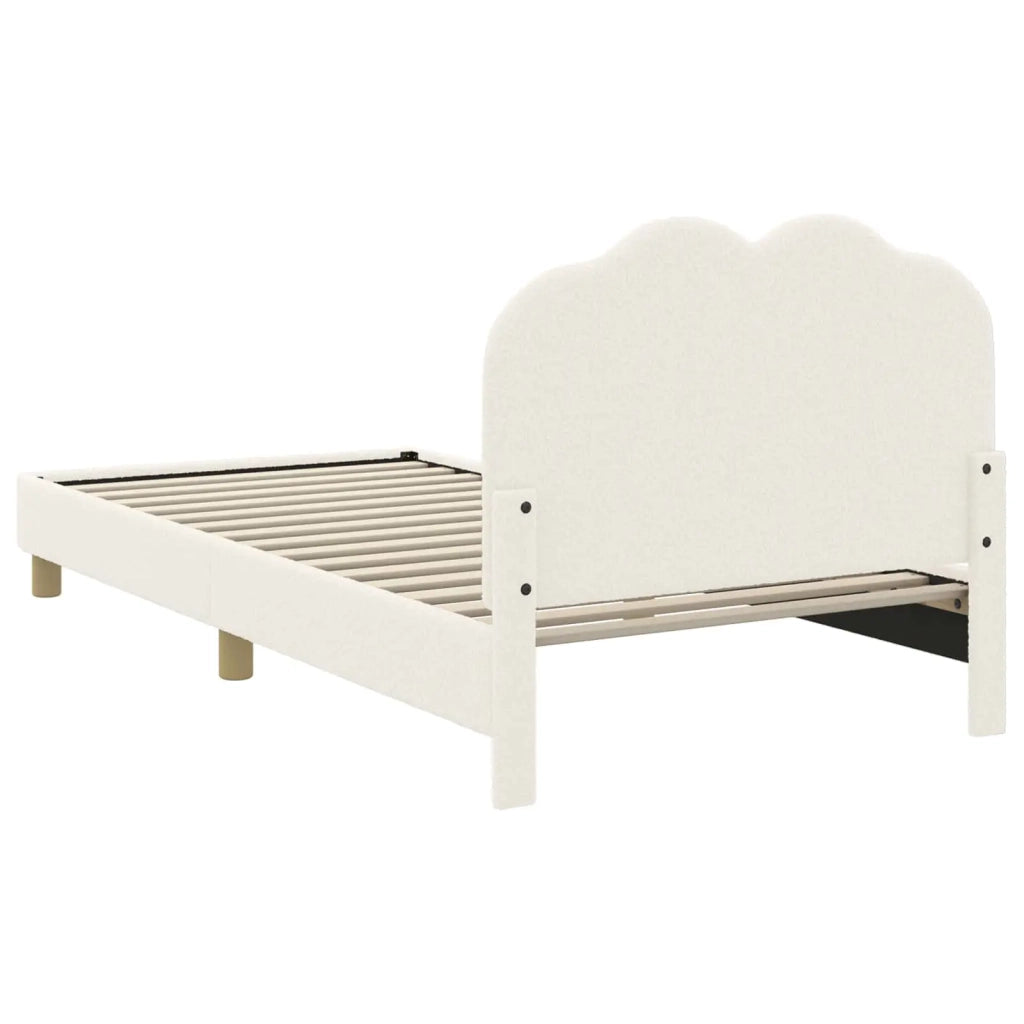 Struttura letto bambini con testata Crema 90 x 190 cm Bouclé