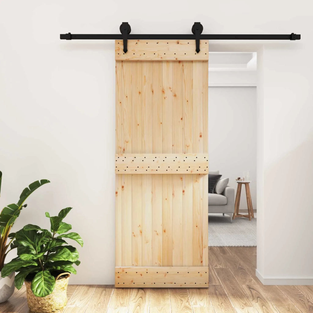 Porta scorrevole Naturale e Nero 80 x 210 cm