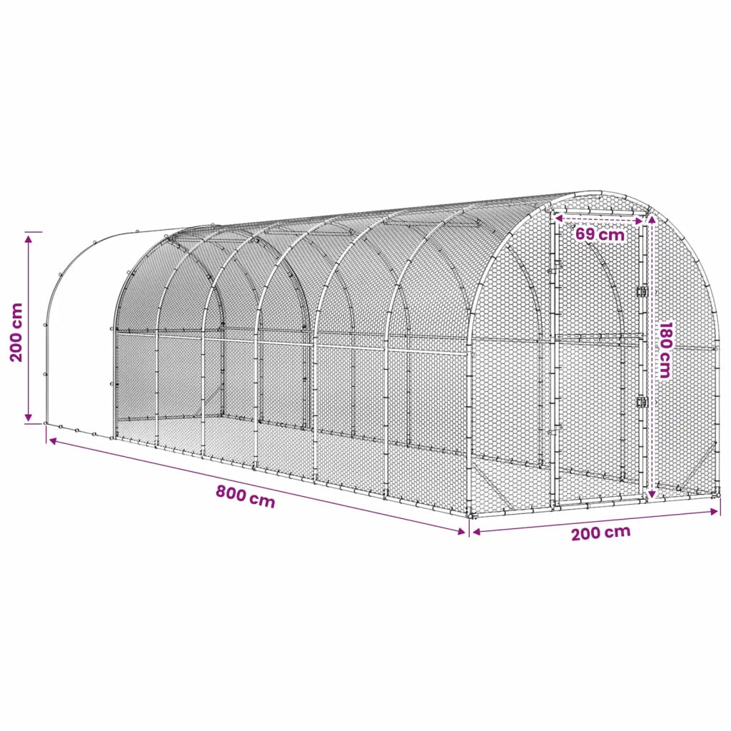 Pollaio Argento 800 x 200 x 200 cm Acciaio zincato 3434683